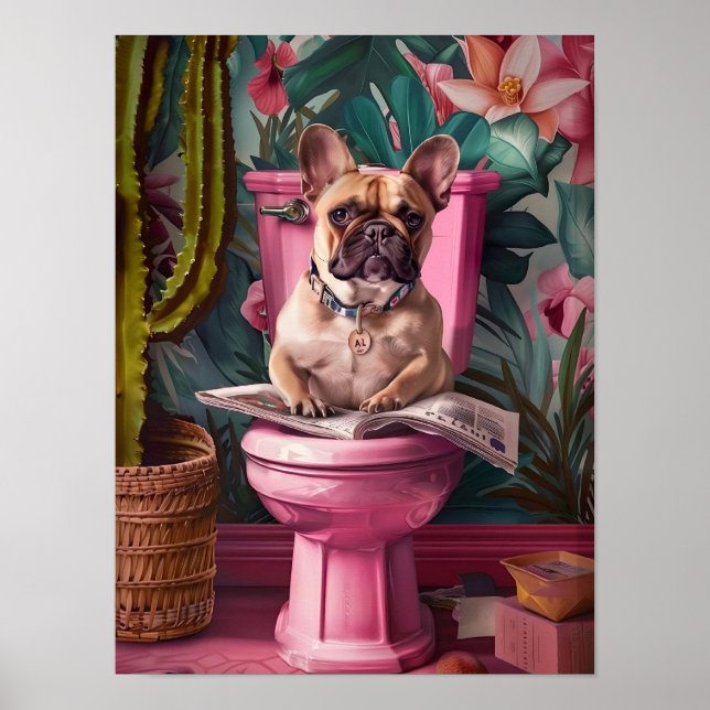 French Bulldog Prints Funny Bathroom Decor Funny  (Front)