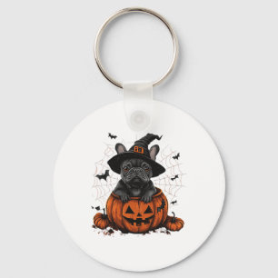 French Bulldog Pumpkin Halloween Thanksgiving Men Key Ring