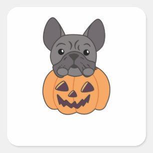 French Bulldog Pumpkin Sweet Dogs Happy Halloween Square Sticker