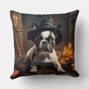French Bulldog Pumpkins Halloween Scary Cushion