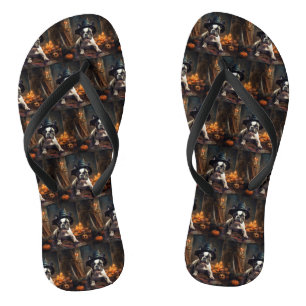 French Bulldog Pumpkins Halloween Scary Flip Flops