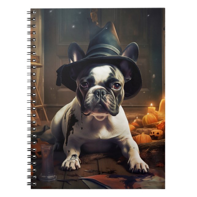 French Bulldog Pumpkins Halloween Scary Notebook (Front)