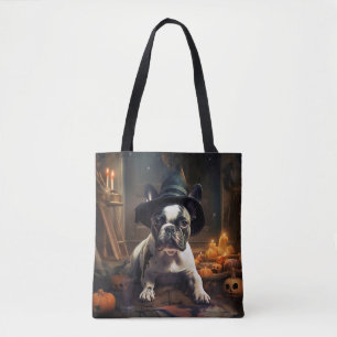 French Bulldog Pumpkins Halloween Scary Tote Bag