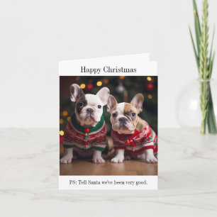 French Bulldog Puppies Christmas Card