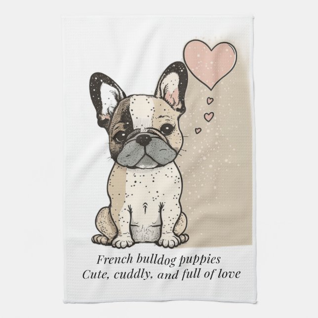 French bulldog puppies - Cute and full of Love Tea Towel (Vertical)