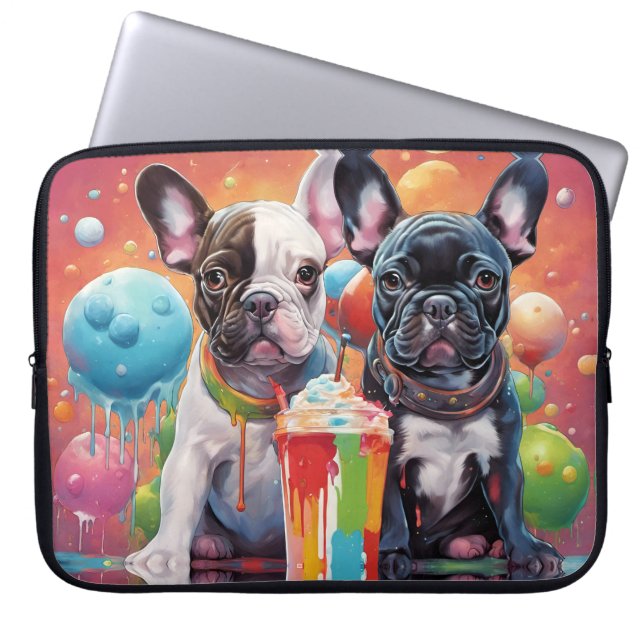 French Bulldog Puppies , Milkshake Laptop Sleeve (Front)