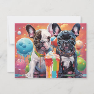 French Bulldog Puppies , Milkshake Postcard