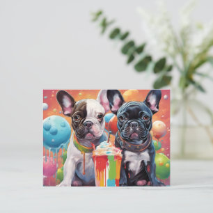 French Bulldog Puppies , Milkshake Postcard