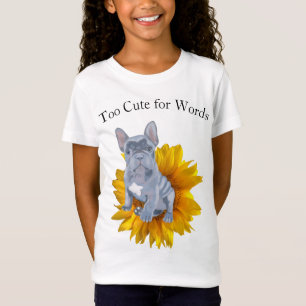 French Bulldog Puppy and Sunflower   T-Shirt