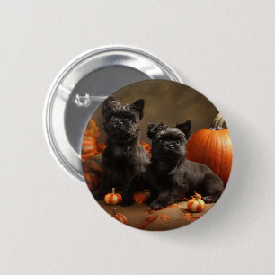 French Bulldog Puppy Autumn Delight Pumpkin 6 Cm Round Badge