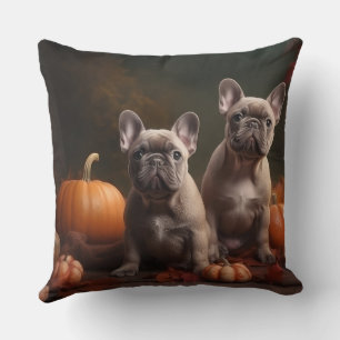 French Bulldog Puppy Autumn Delight Pumpkin Cushion