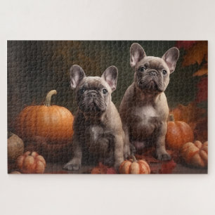 French Bulldog Puppy Autumn Delight Pumpkin Jigsaw Puzzle