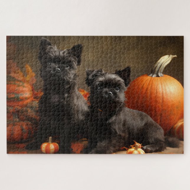French Bulldog Puppy Autumn Delight Pumpkin Jigsaw Puzzle (Horizontal)