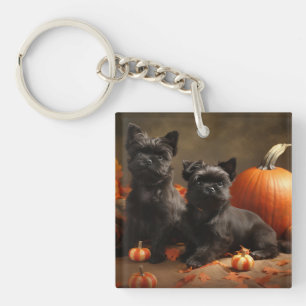 French Bulldog Puppy Autumn Delight Pumpkin Key Ring