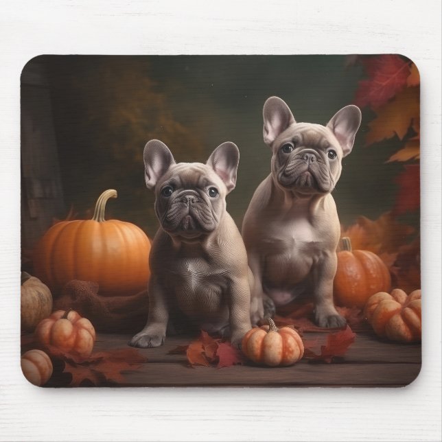 French Bulldog Puppy Autumn Delight Pumpkin Mouse Mat (Front)