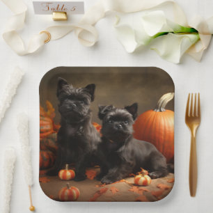 French Bulldog Puppy Autumn Delight Pumpkin Paper Plate