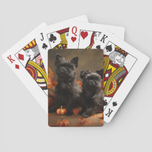 French Bulldog Puppy Autumn Delight Pumpkin Playing Cards