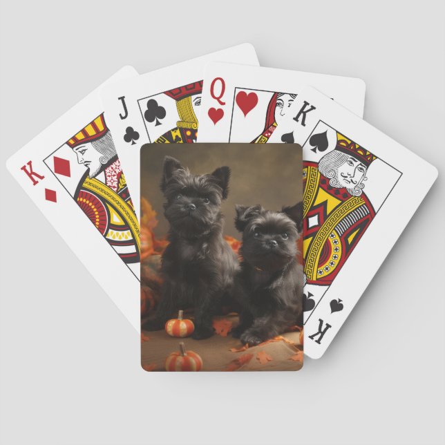 French Bulldog Puppy Autumn Delight Pumpkin Playing Cards (Back)