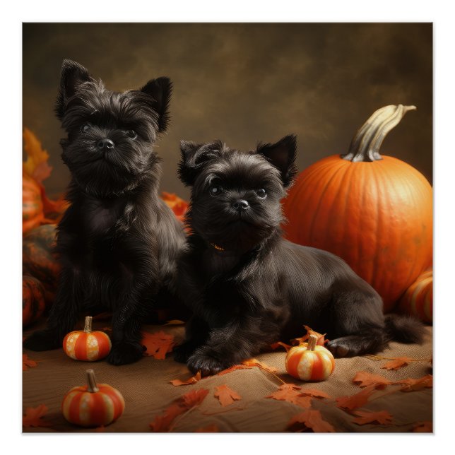 French Bulldog Puppy Autumn Delight Pumpkin Poster (Front)