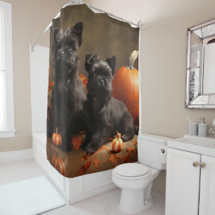 French Bulldog Puppy Autumn Delight Pumpkin Shower Curtain