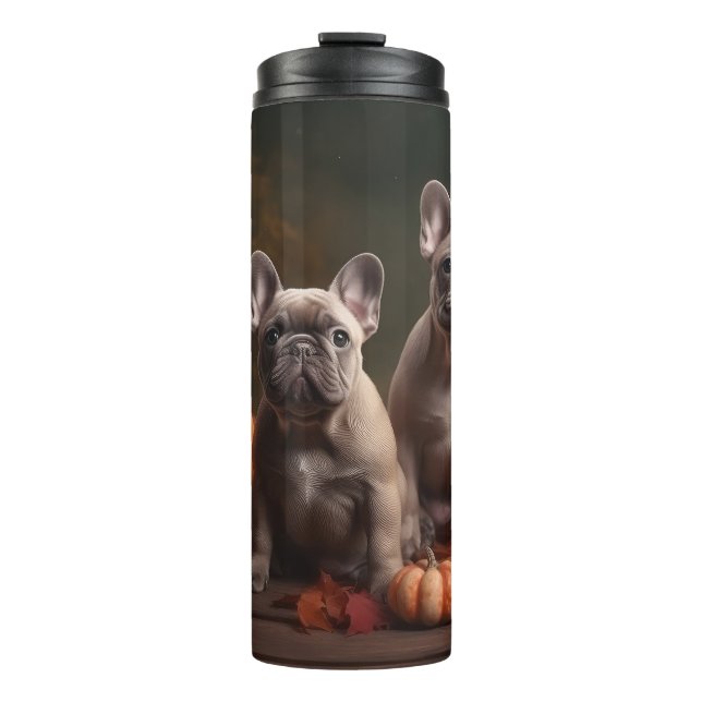 French Bulldog Puppy Autumn Delight Pumpkin Thermal Tumbler (Front)