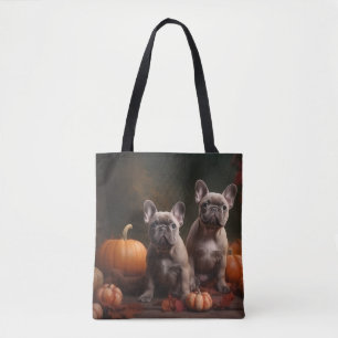 French Bulldog Puppy Autumn Delight Pumpkin Tote Bag