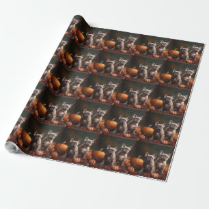 French Bulldog Puppy Autumn Delight Pumpkin Wrapping Paper