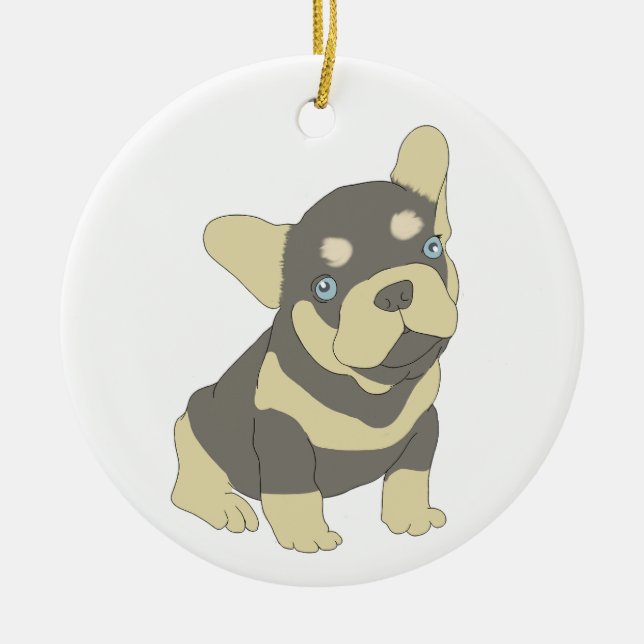 French Bulldog Puppy Cartoon Ornament (Front)