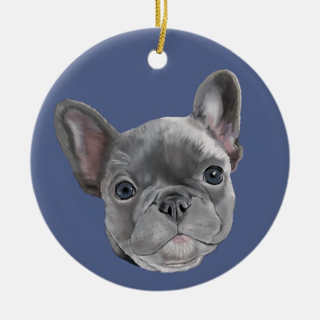 French Bulldog Puppy Ceramic Tree Decoration (Front)
