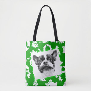 French Bulldog Puppy Christmas Tree bells wreath Tote Bag