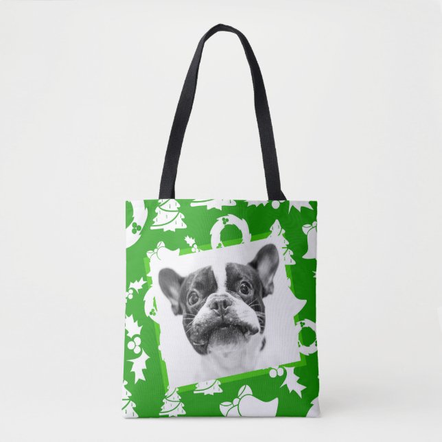 French Bulldog Puppy Christmas Tree bells wreath Tote Bag (Front)