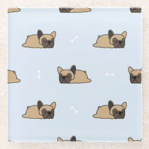 French bulldog puppy, cute sleeping pattern. glass coaster