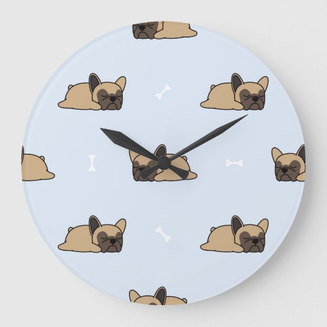 French bulldog puppy, cute sleeping pattern. large clock (Front)