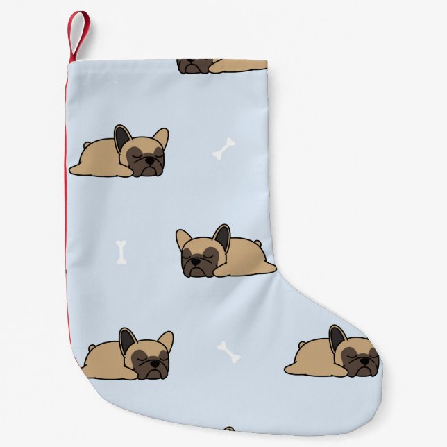 French bulldog puppy, cute sleeping pattern. small christmas stocking (Front)