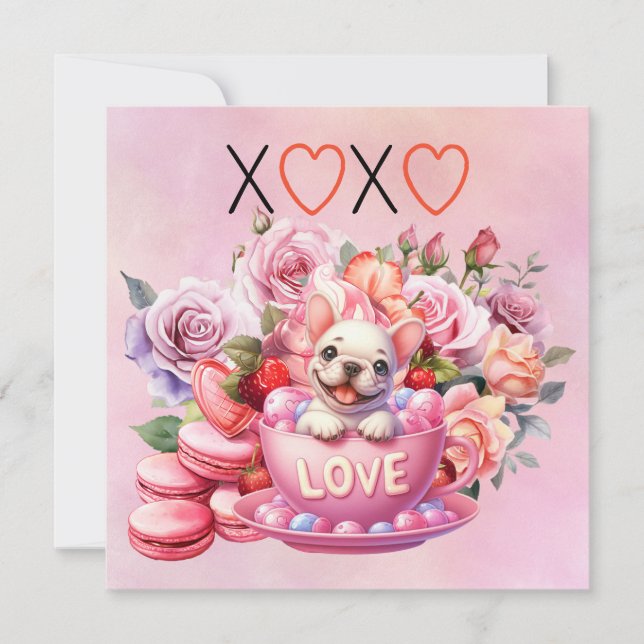 French Bulldog Puppy Dog for Valentine's Day Holiday Card (Front)