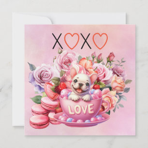 French Bulldog Puppy Dog for Valentine's Day Holiday Card