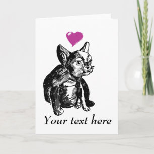 French Bulldog Puppy Drawing Greeting Card
