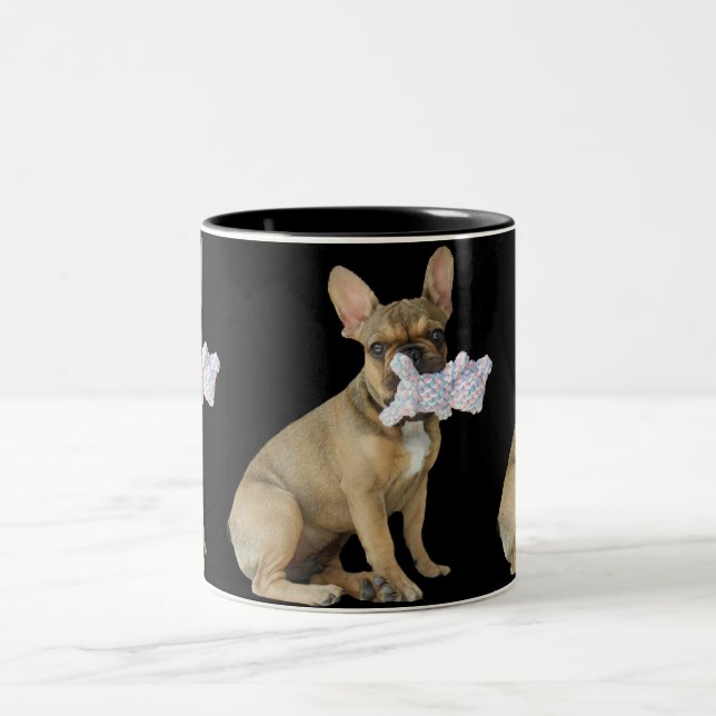 French Bulldog Puppy French Bulldog Two-Tone Coffee Mug (Center)