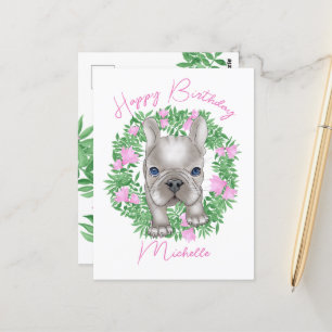 French bulldog puppy. Happy Birthday Postcard