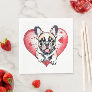 French Bulldog puppy heart Napkins