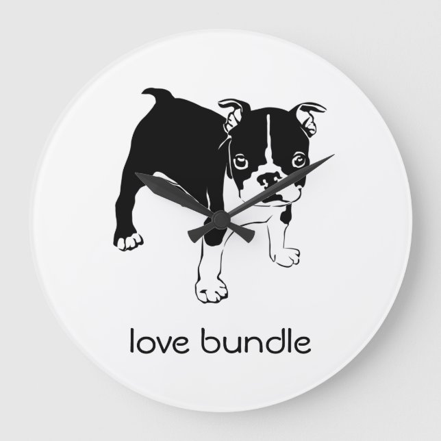 French Bulldog Puppy Love Bundle Clock (Front)