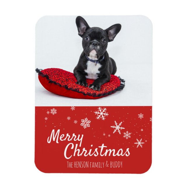 French Bulldog Puppy Red Photo Christmas Custom Magnet (Vertical)
