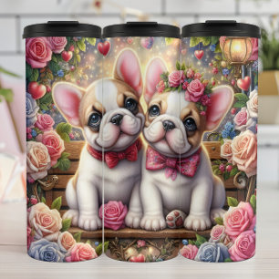 French Bulldog Puppy Rose Garden Wrap Thermal Tumbler