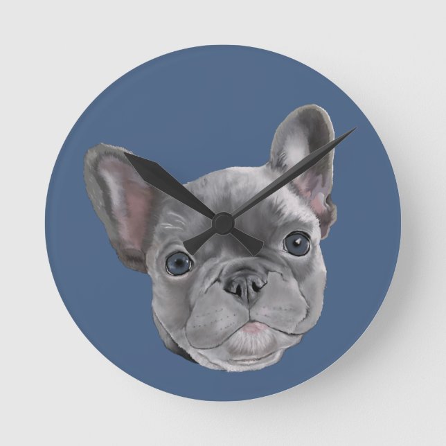 French Bulldog Puppy Round Clock (Front)