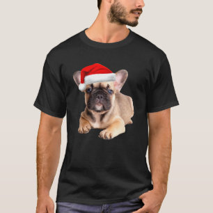 French Bulldog Puppy Santa Hat Cute Frenchie Chris T-Shirt