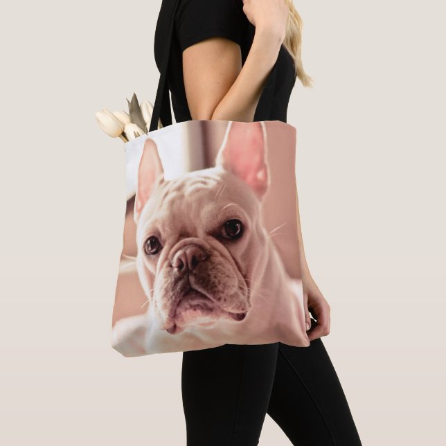 French Bulldog Puppy Tote Bag (Close Up)