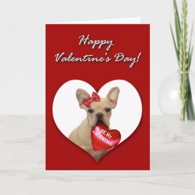 French Bulldog puppy Valentines Day Card (Front)