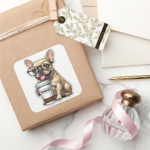 French Bulldog Pupresso Vibes Square Sticker
