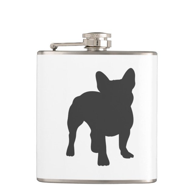 French Bulldog purebred dog silhouette Hip Flask (Front)