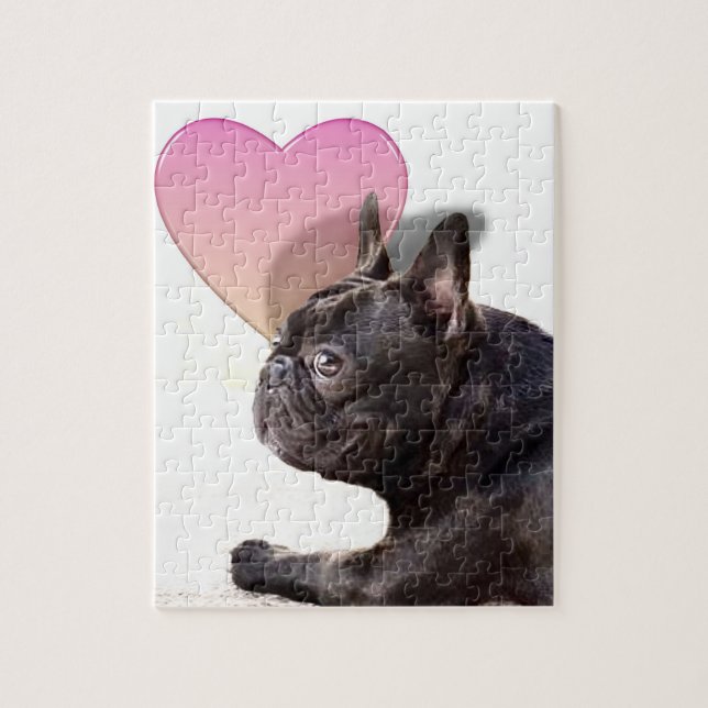 French Bulldog puzzle with tin (Vertical)